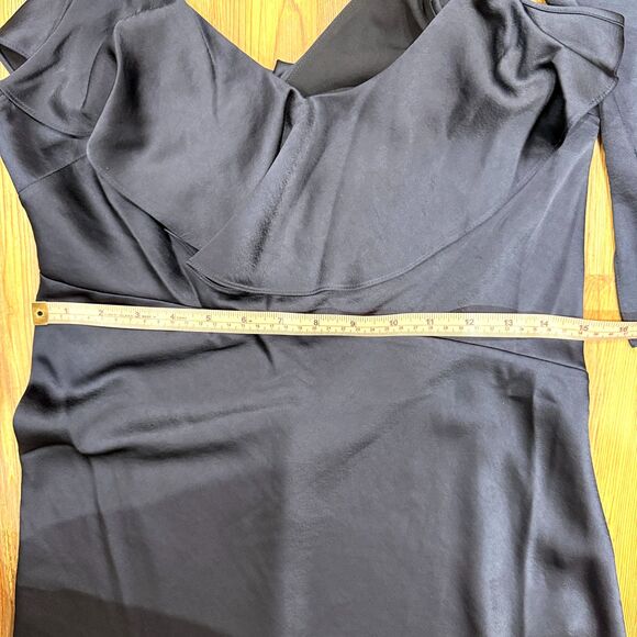 NWT Ted Baker Size 6 Keomi Navy Waterfall Ruffle Satin Bias Cut Midi Dress TB 2 - Picture 9 of 13